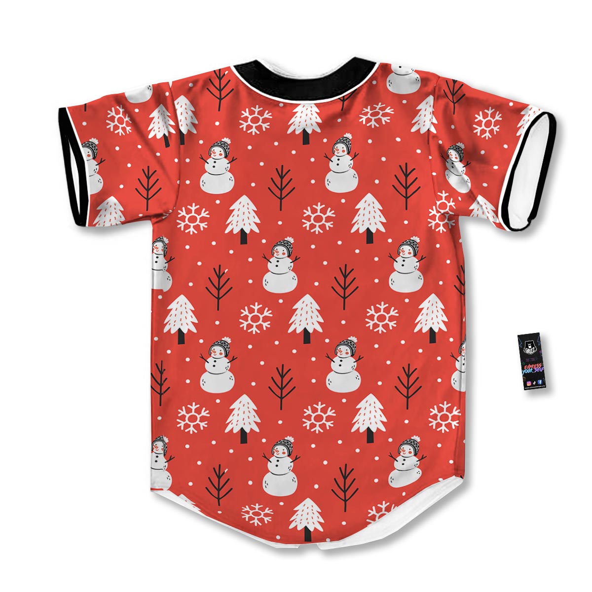 Snowman Red Print Pattern Baseball Jersey-grizzshop
