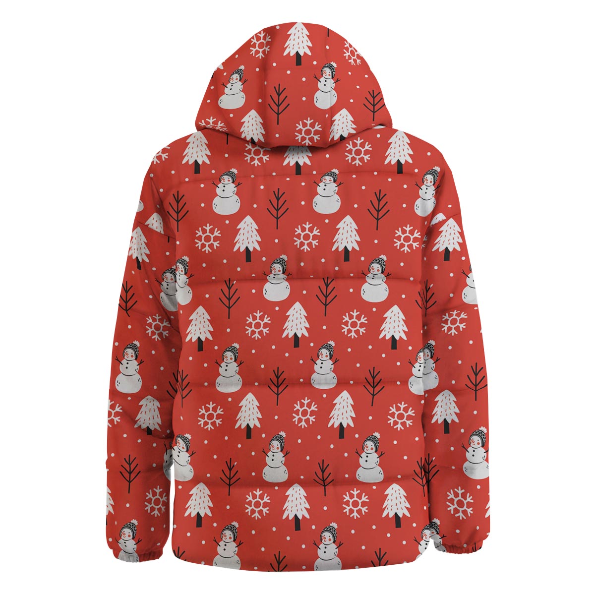Snowman Red Print Pattern Down Jacket-grizzshop