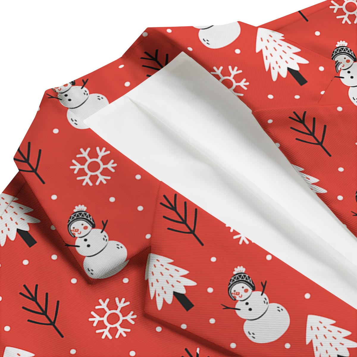 Snowman Red Print Pattern Men's Blazer-grizzshop