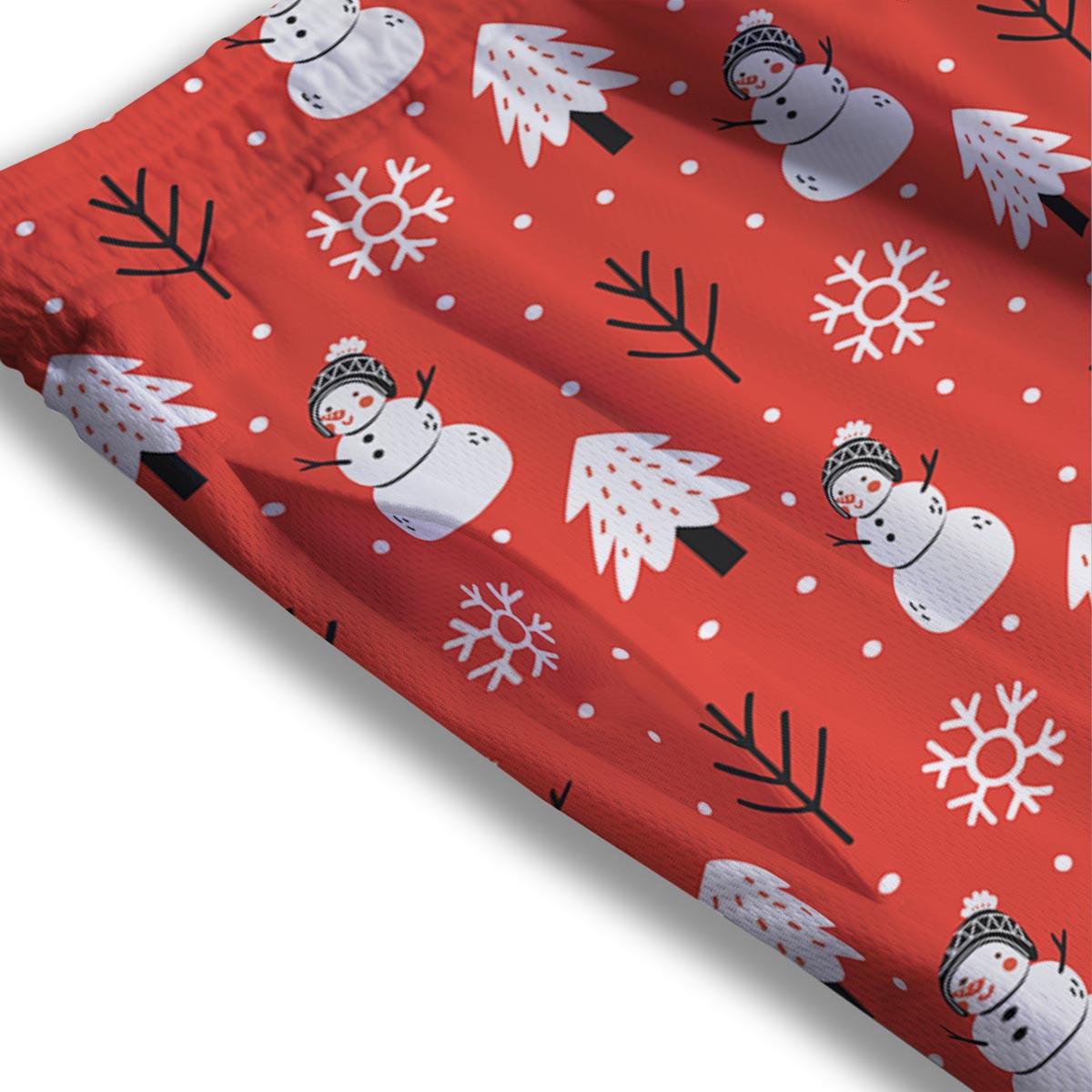 Snowman Red Print Pattern Mesh Shorts-grizzshop