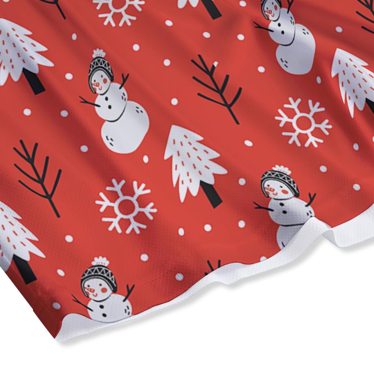 Snowman Red Print Pattern Mesh Shorts-grizzshop