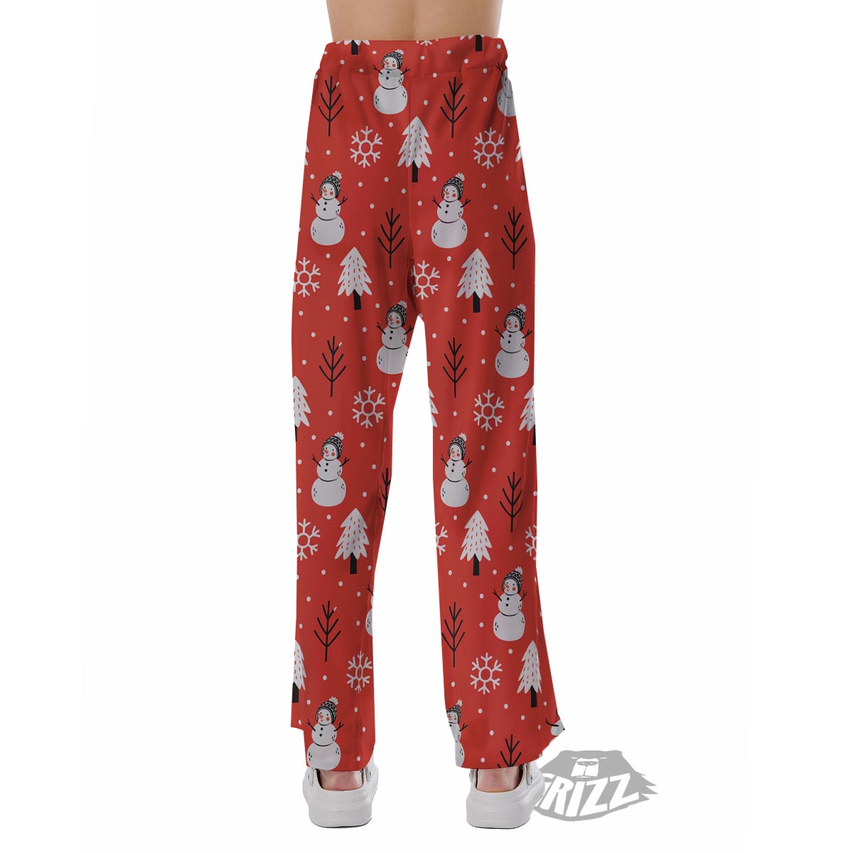 Snowman Red Print Pattern Pajama Pants-grizzshop