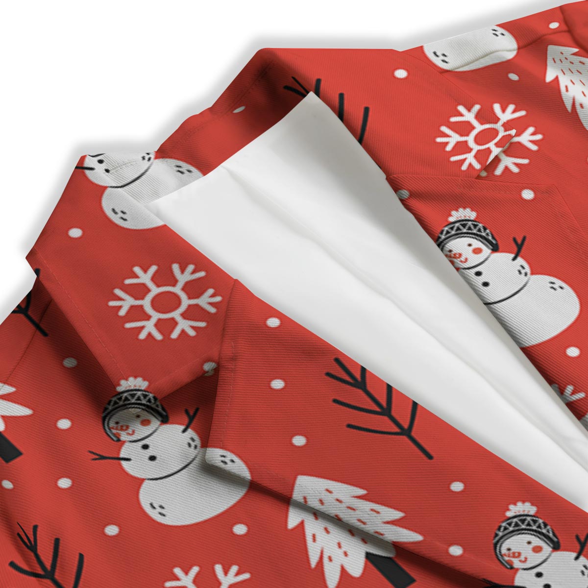 Snowman Red Print Pattern Women's Blazer-grizzshop