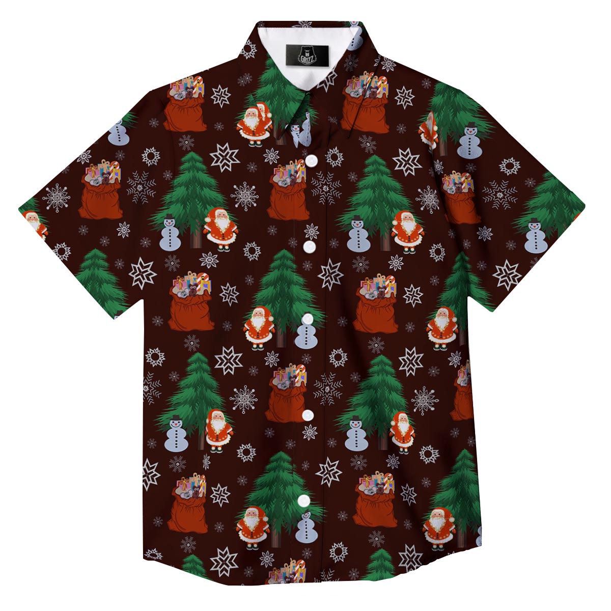 Snowman Santa Print Pattern Button Up Shirt-grizzshop
