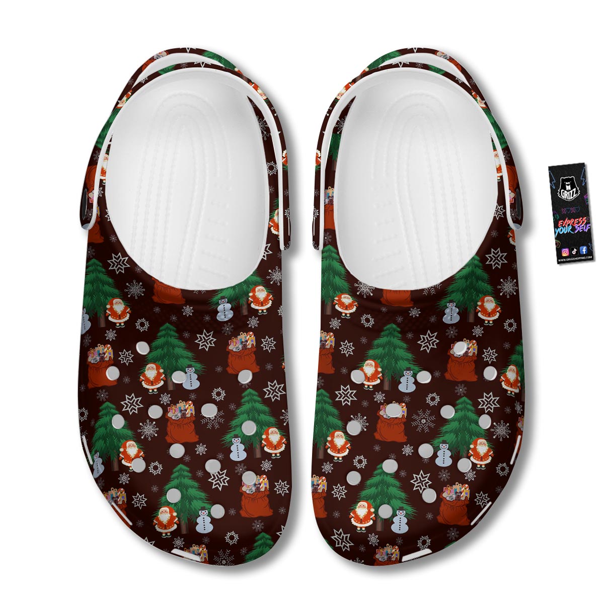 Snowman Santa Print Pattern Clog-grizzshop
