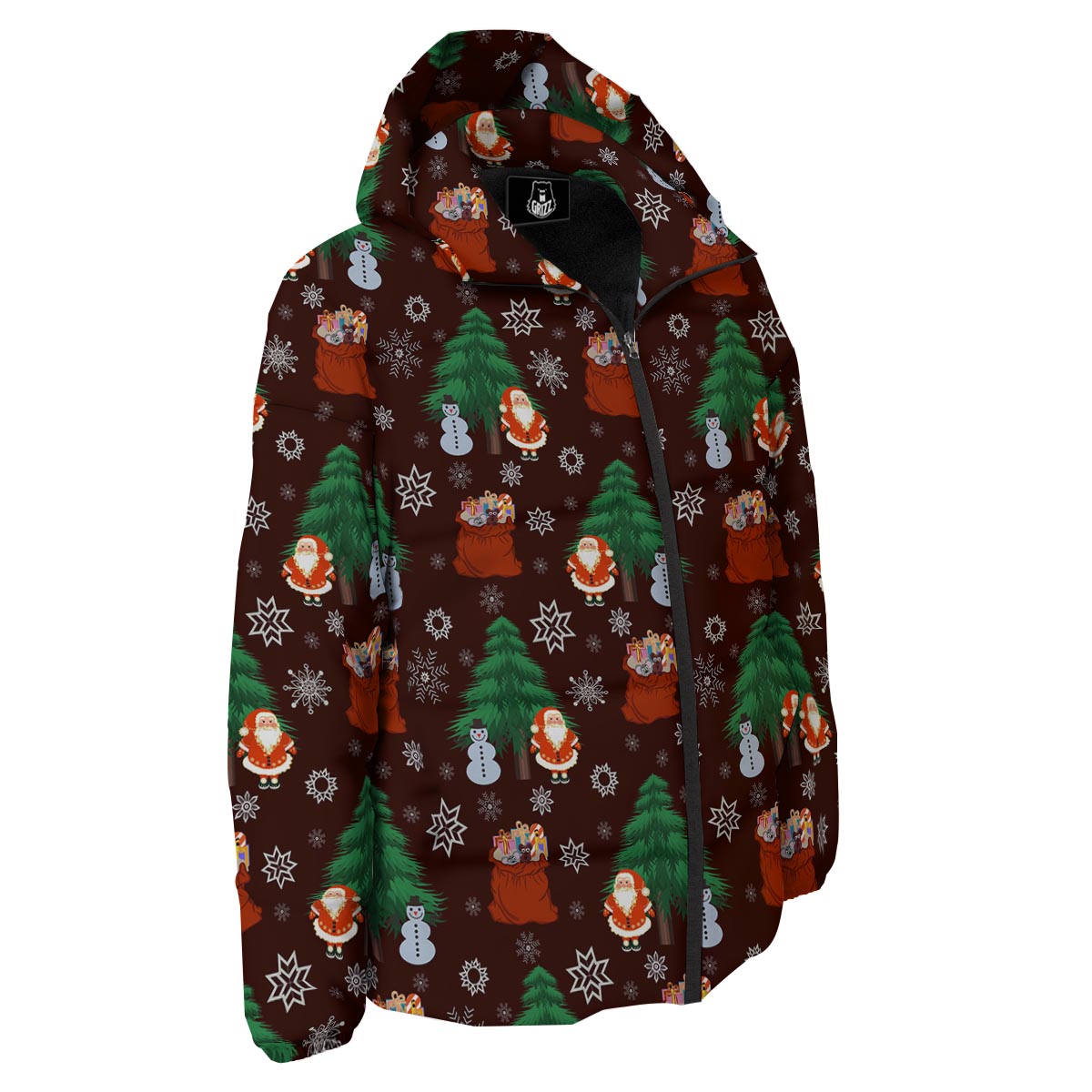 Snowman Santa Print Pattern Down Jacket-grizzshop