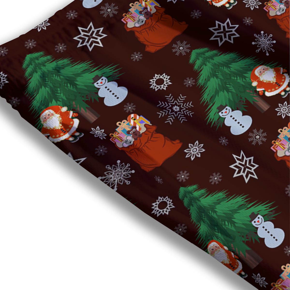 Snowman Santa Print Pattern Mesh Shorts