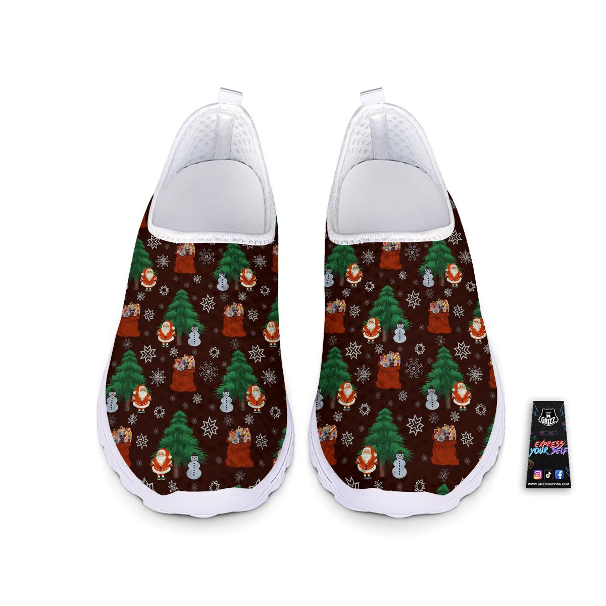 Snowman Santa Print Pattern Nurse Shoes-grizzshop