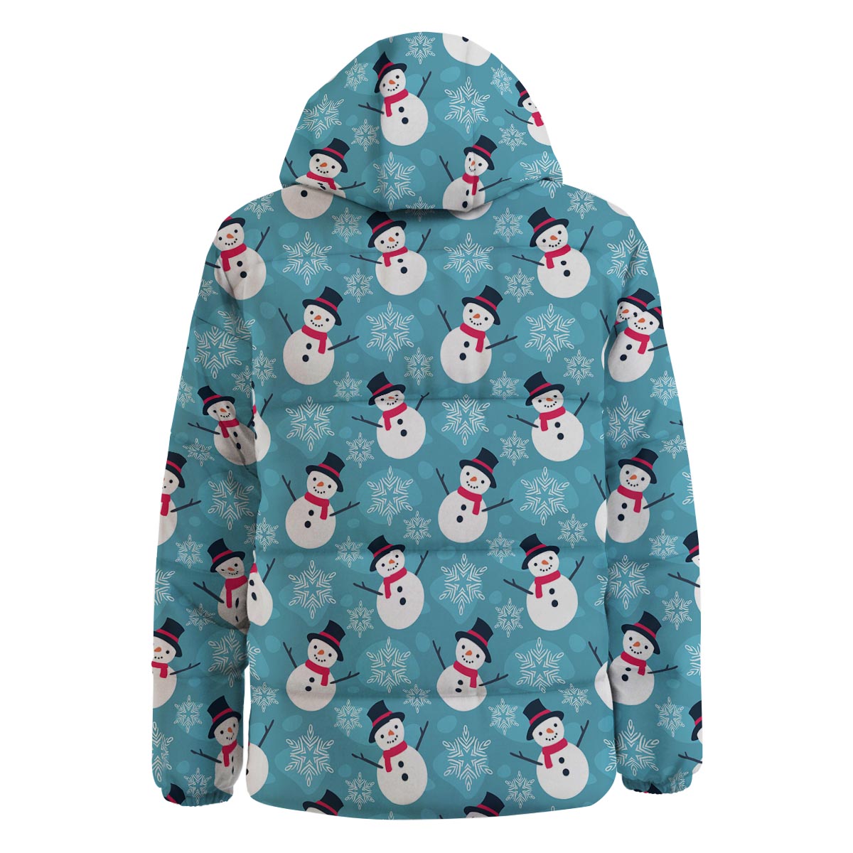 Snowman Teal Print Pattern Down Jacket-grizzshop