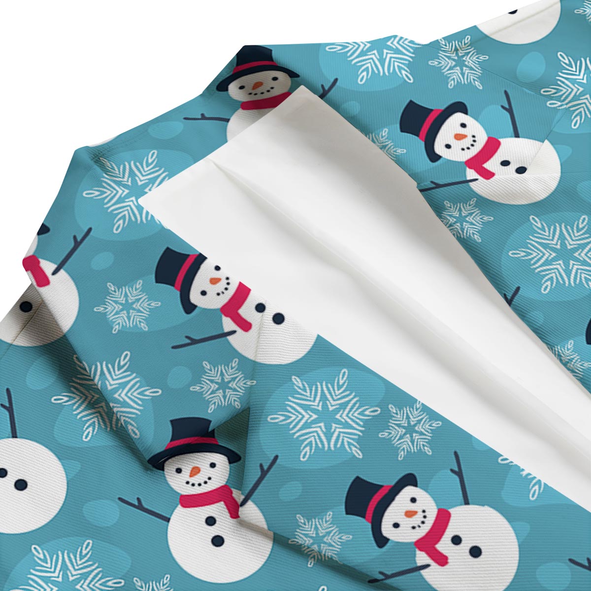 Snowman Teal Print Pattern Men's Blazer-grizzshop