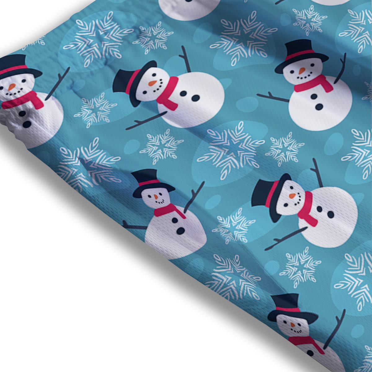 Snowman Teal Print Pattern Mesh Shorts-grizzshop