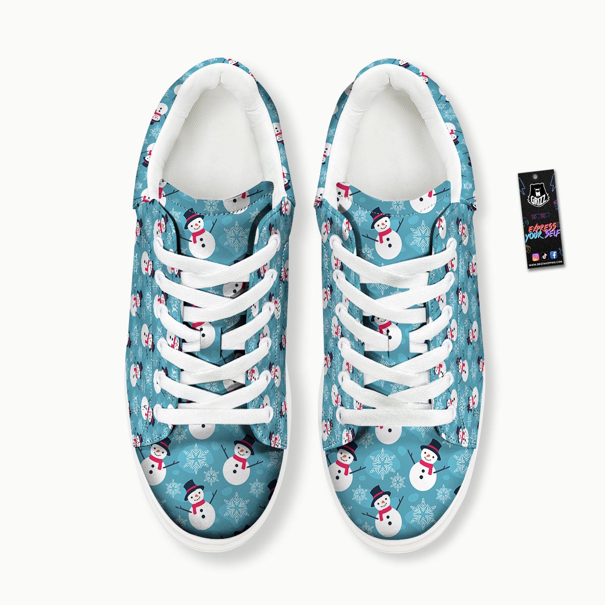 Snowman Teal Print Pattern Platform Shoes-grizzshop