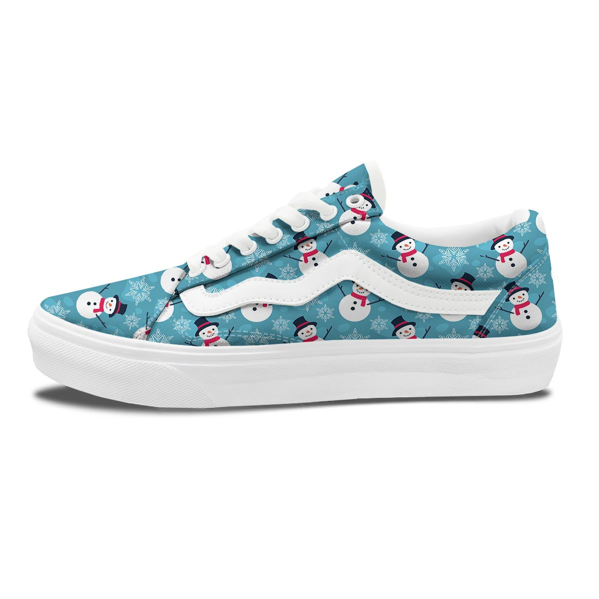 Snowman Teal Print Pattern Skate Shoes-grizzshop