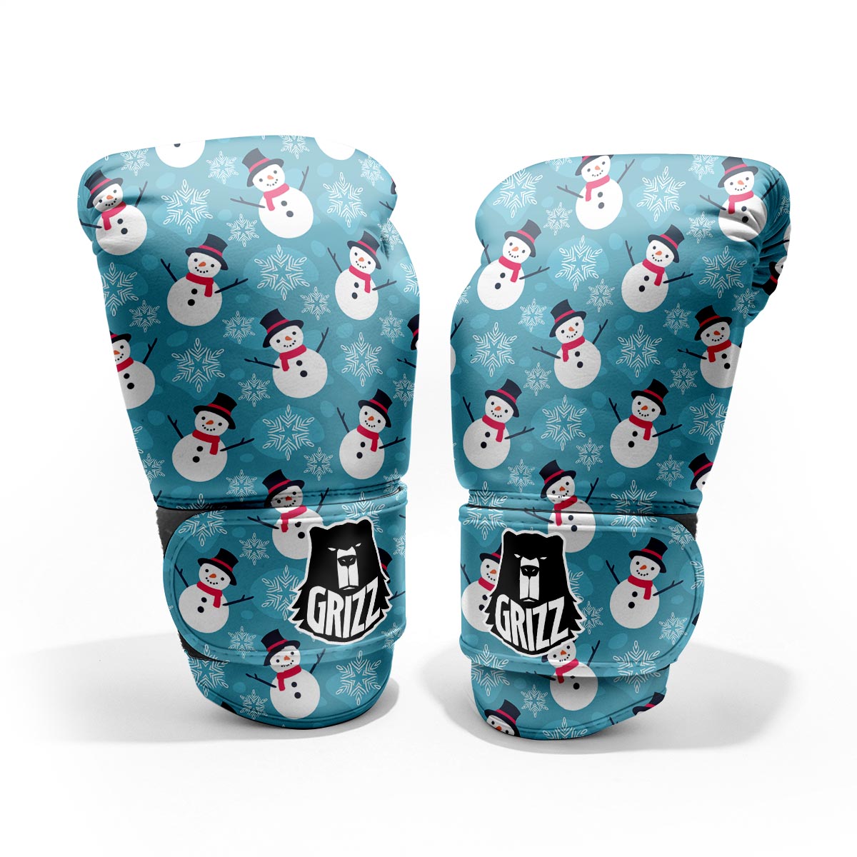 Snowman Teal Print Pattern Pro Boxing Glove