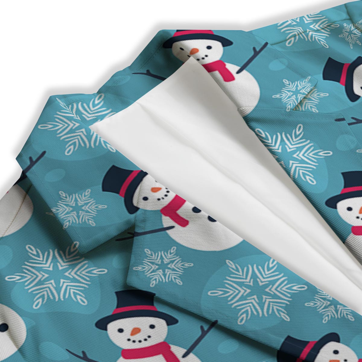 Snowman Teal Print Pattern Women's Blazer-grizzshop
