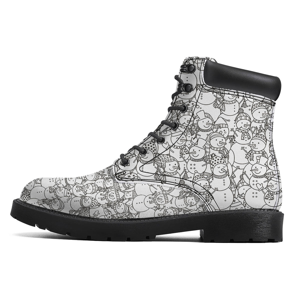 Snowman White And Black Print Pattern Boots-grizzshop