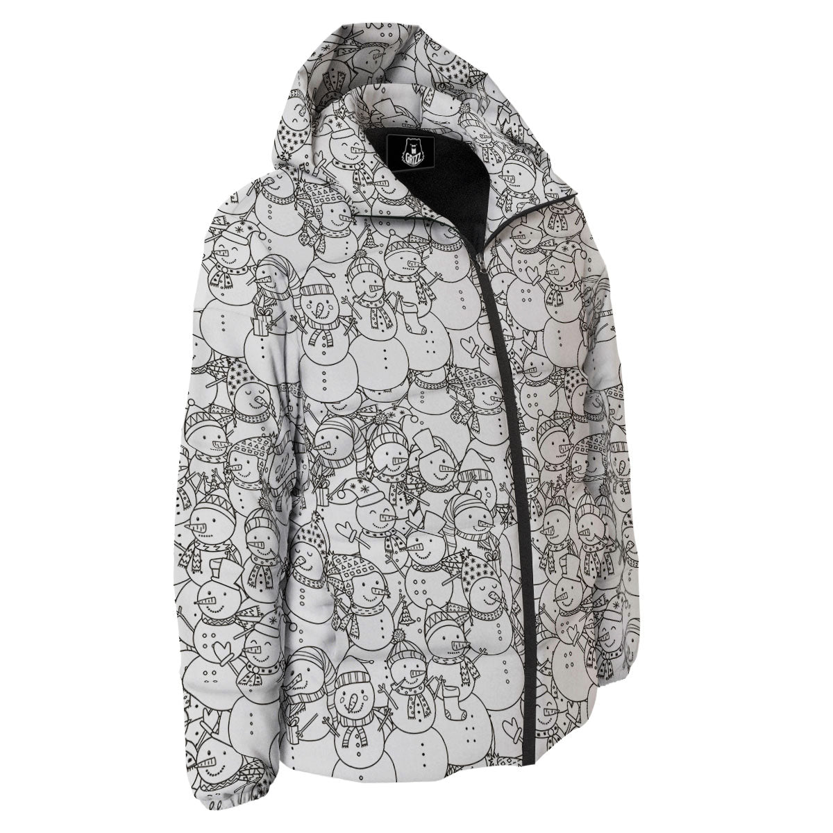 Snowman White And Black Print Pattern Down Jacket-grizzshop