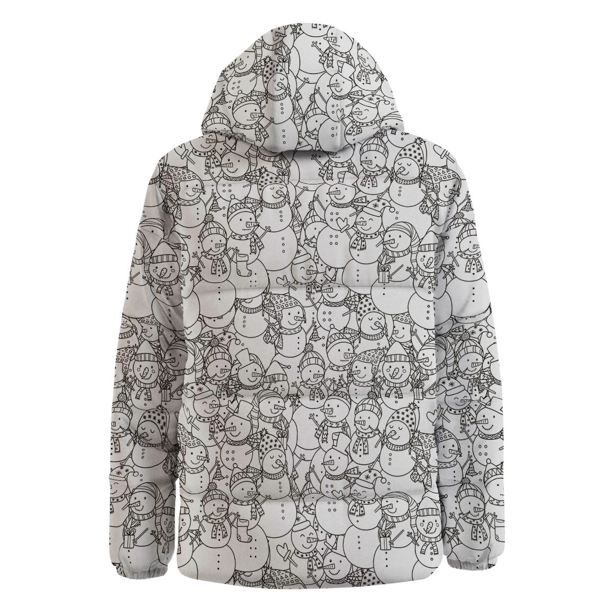 Snowman White And Black Print Pattern Down Jacket-grizzshop