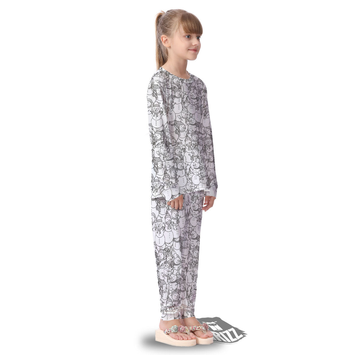 Snowman White And Black Print Pattern Kid's Pajamas-grizzshop