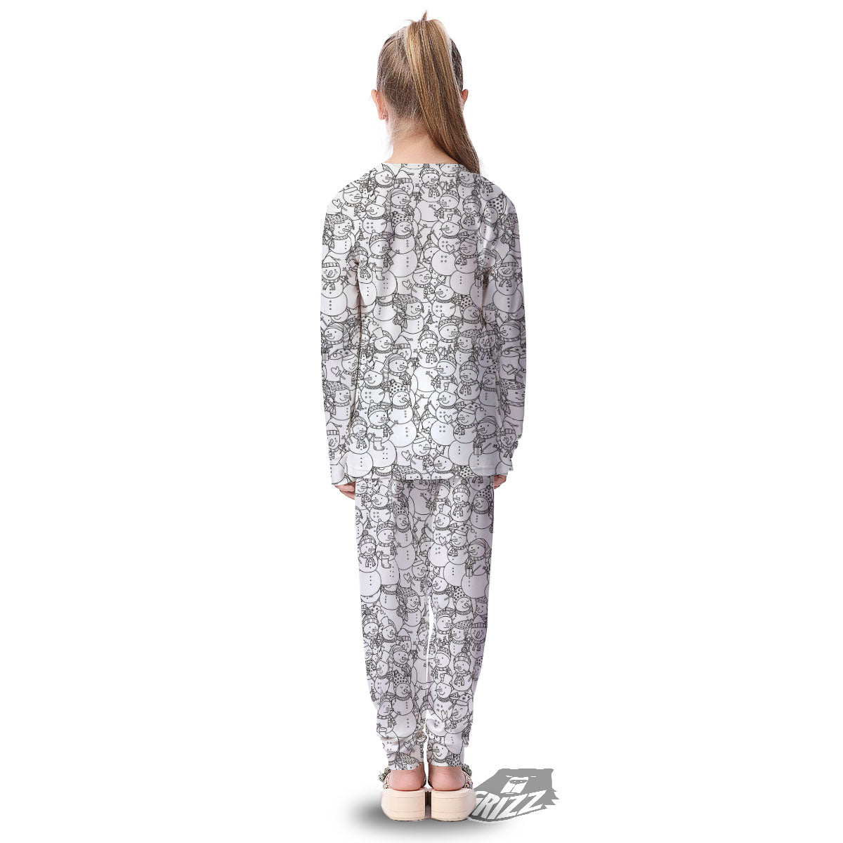 Snowman White And Black Print Pattern Kid's Pajamas-grizzshop