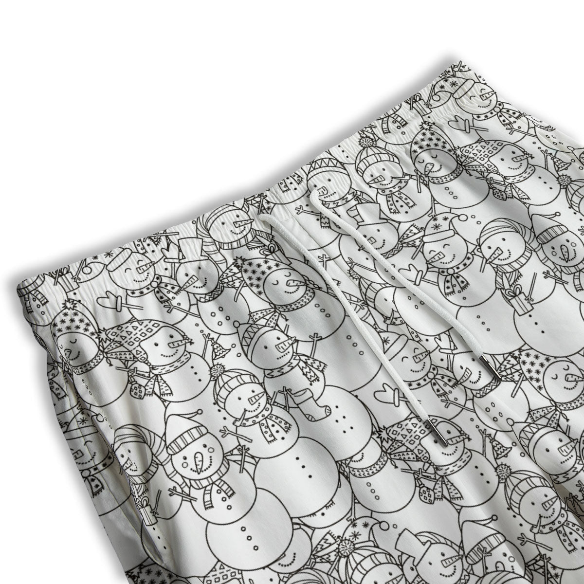 Snowman White And Black Print Pattern Men's Athletic Shorts