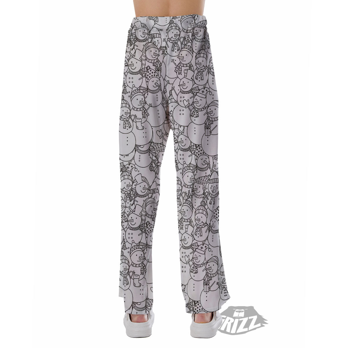 Snowman White And Black Print Pattern Pajama Pants-grizzshop
