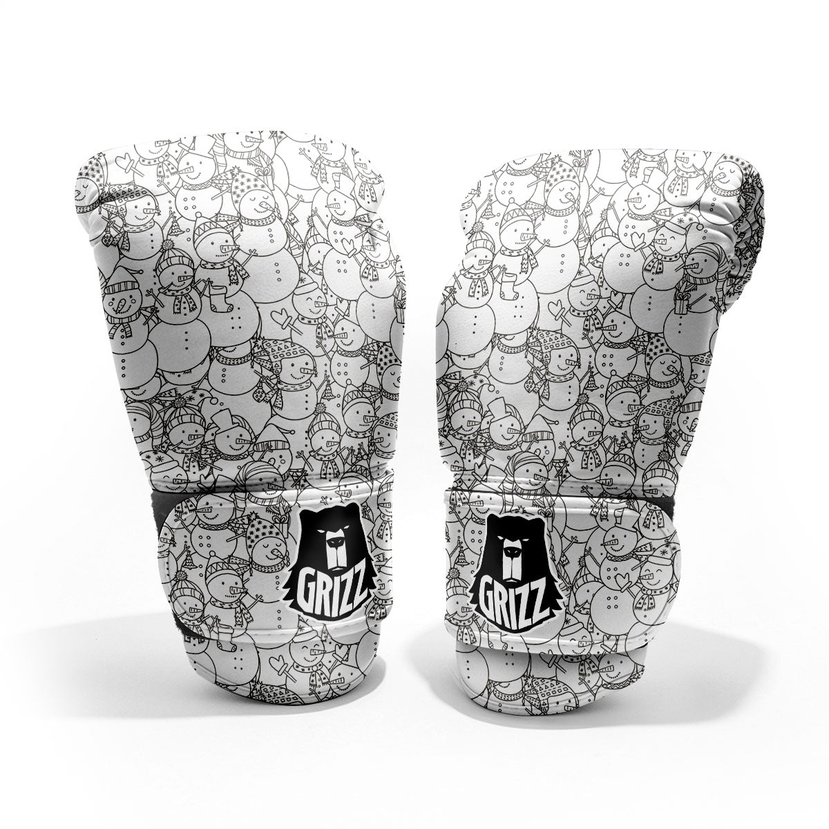 Snowman White And Black Print Pattern Pro Boxing Glove