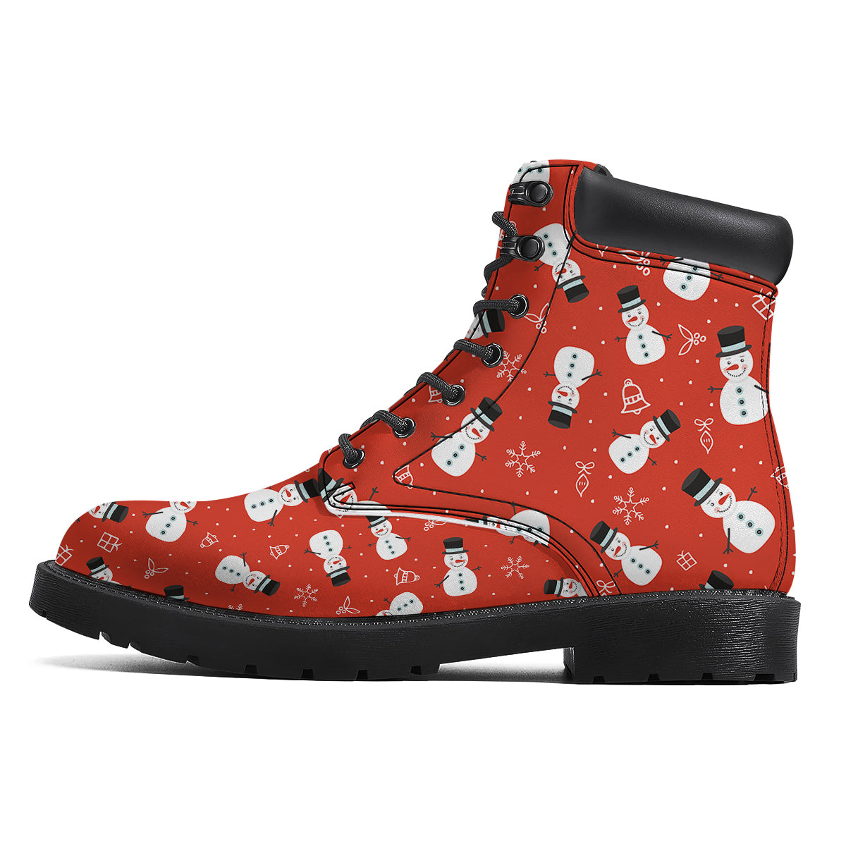 Snowman Xmas Print Pattern Boots-grizzshop