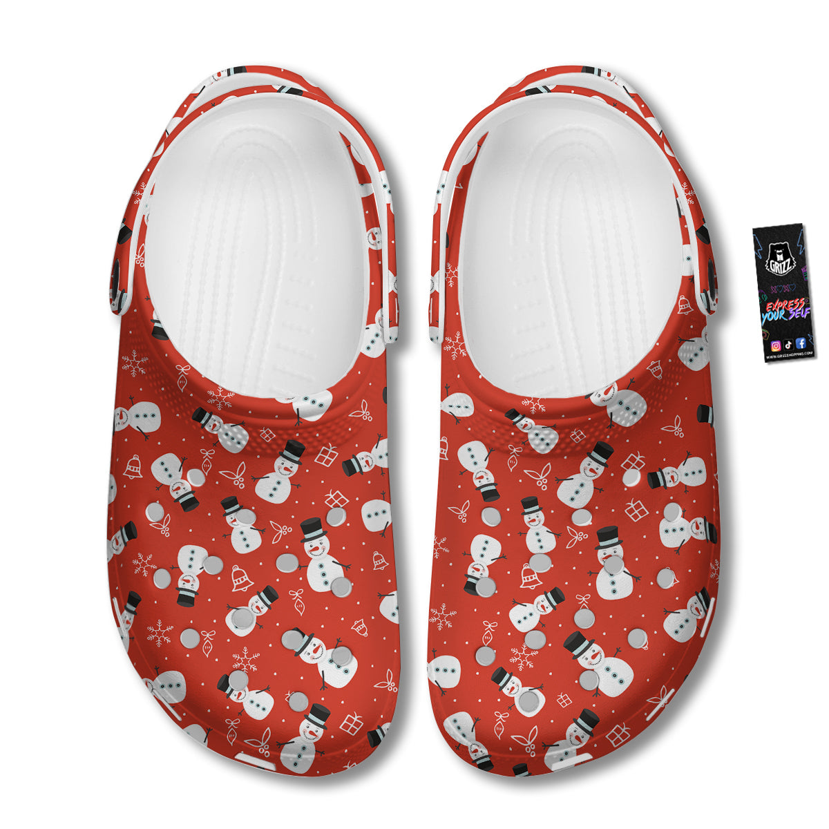 Snowman Xmas Print Pattern Clog-grizzshop