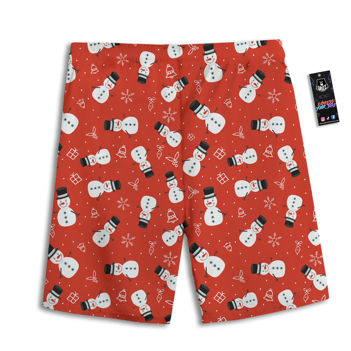 Snowman Xmas Print Pattern Men's Athletic Shorts