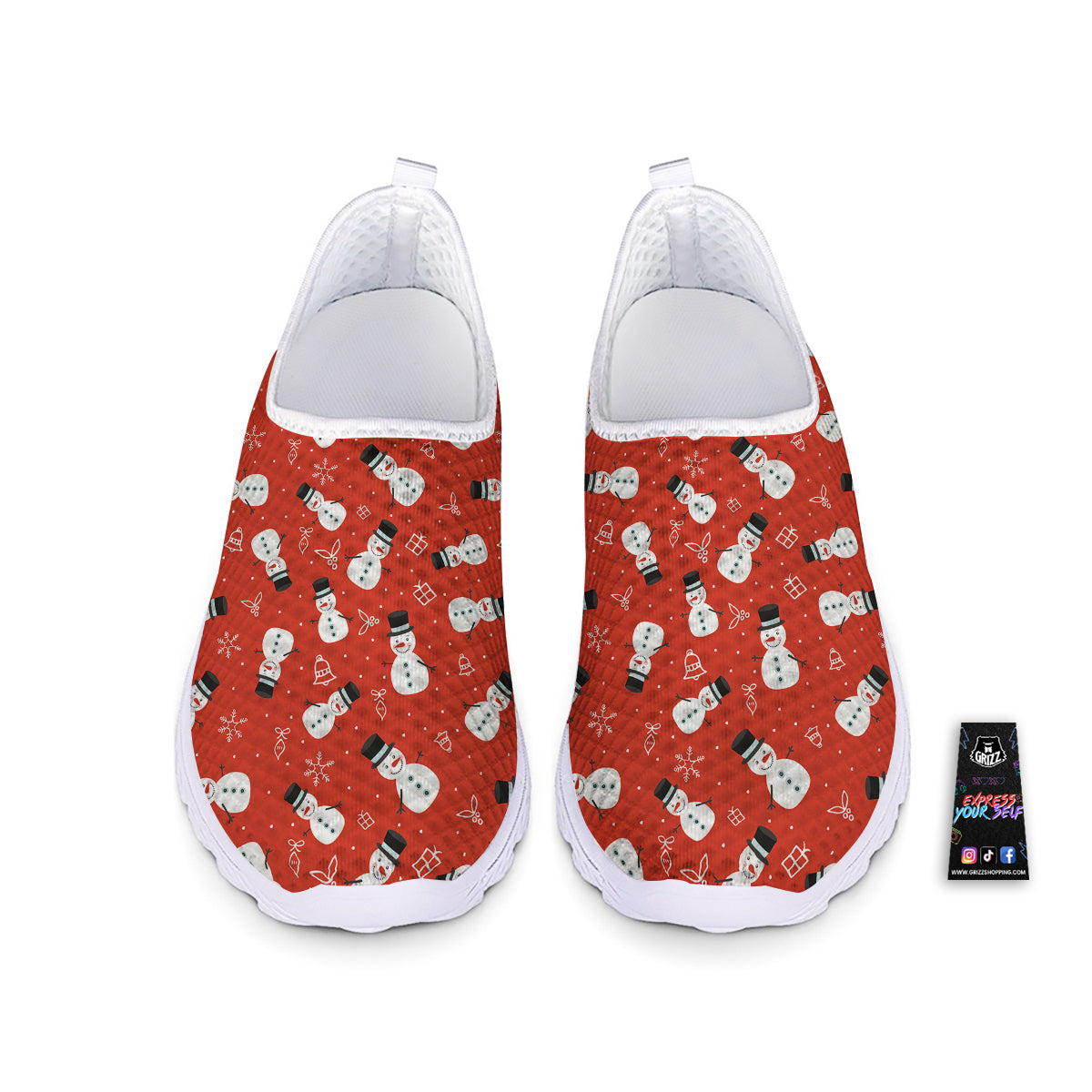 Snowman Xmas Print Pattern Nurse Shoes-grizzshop