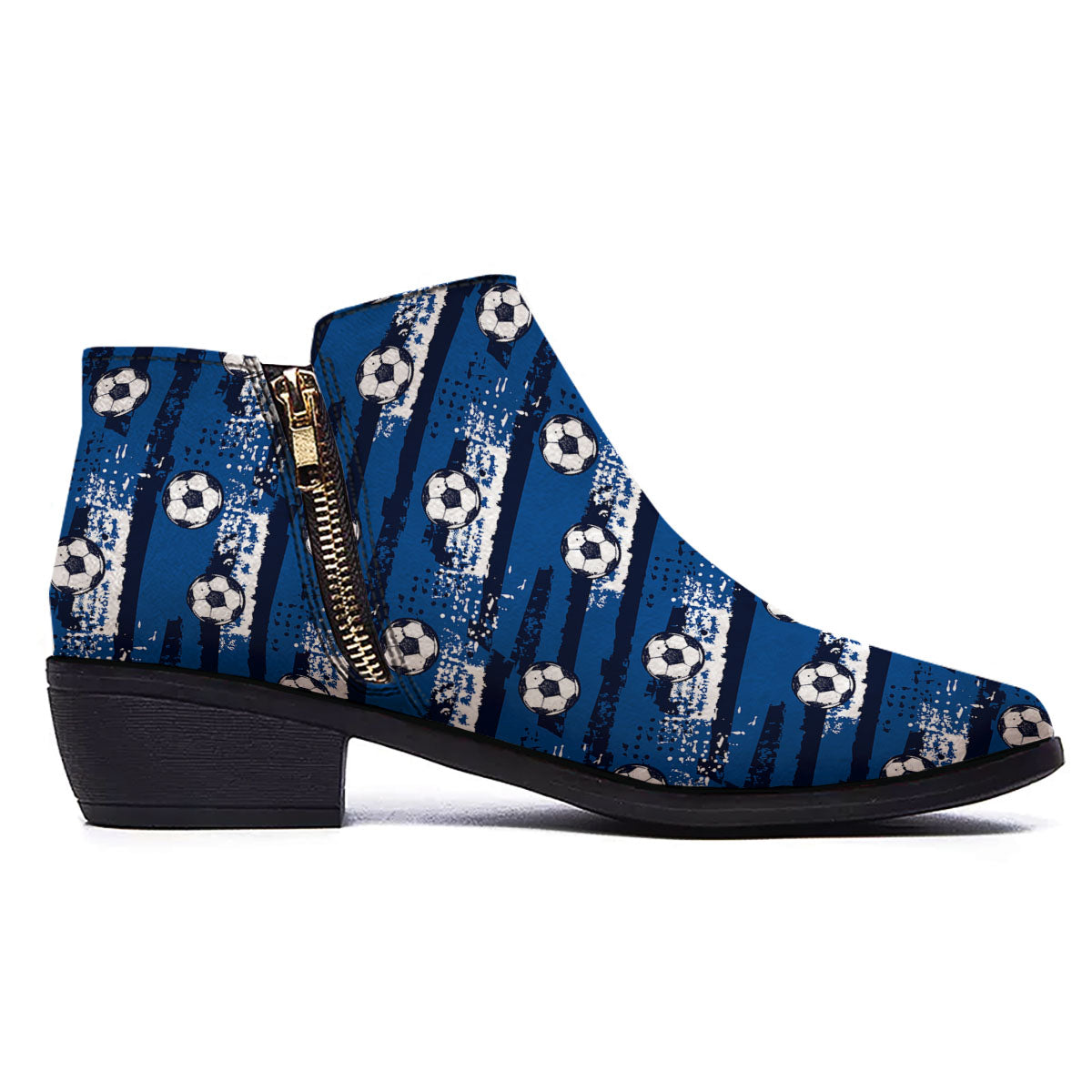 Soccer Ball Blue Print Pattern Ankle Boots-grizzshop