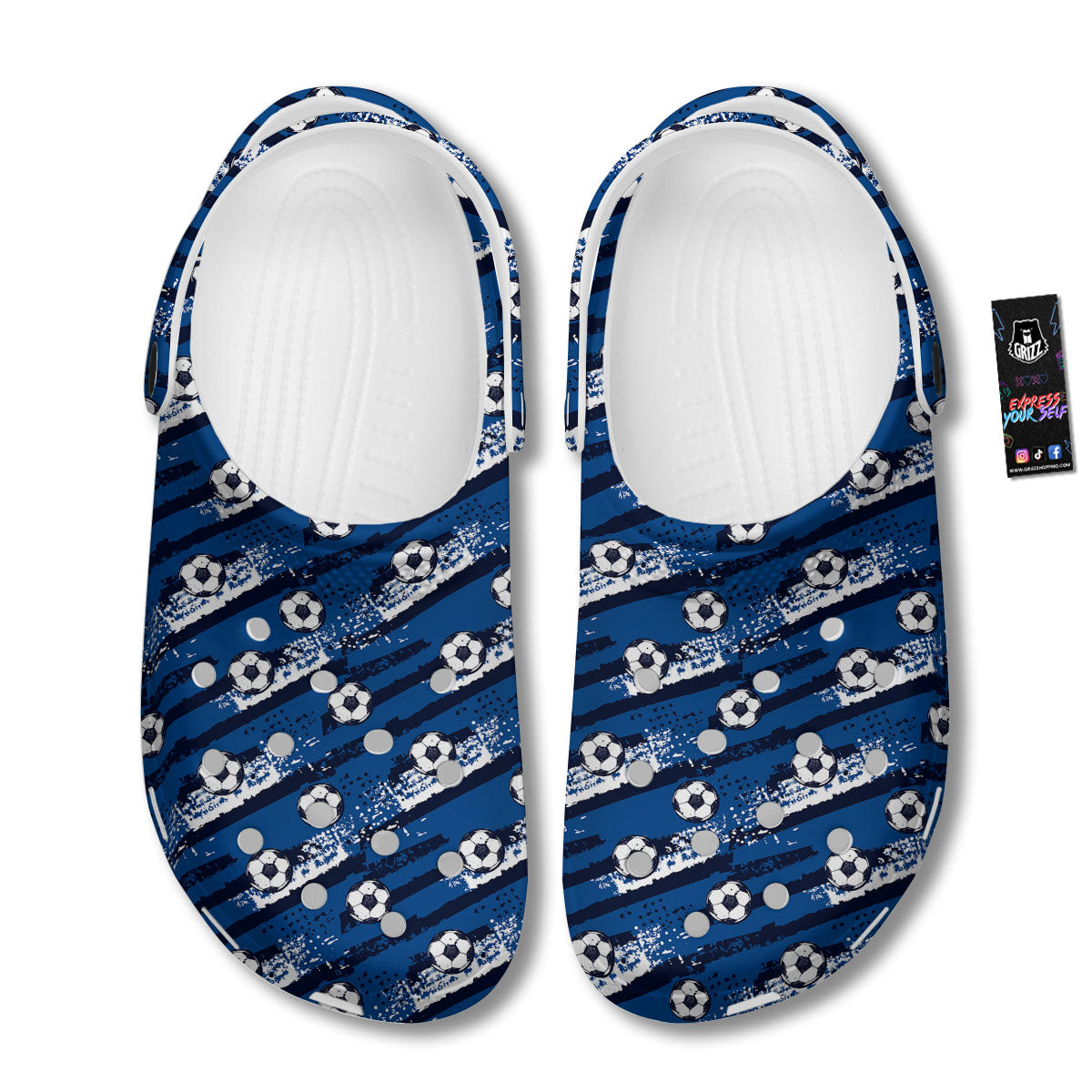Soccer Ball Blue Print Pattern Clog-grizzshop