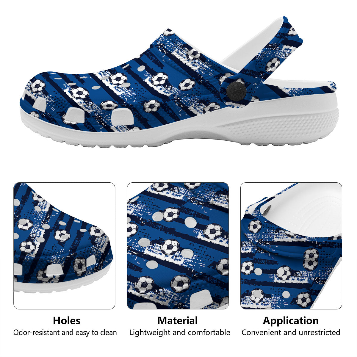 Soccer Ball Blue Print Pattern Clog-grizzshop