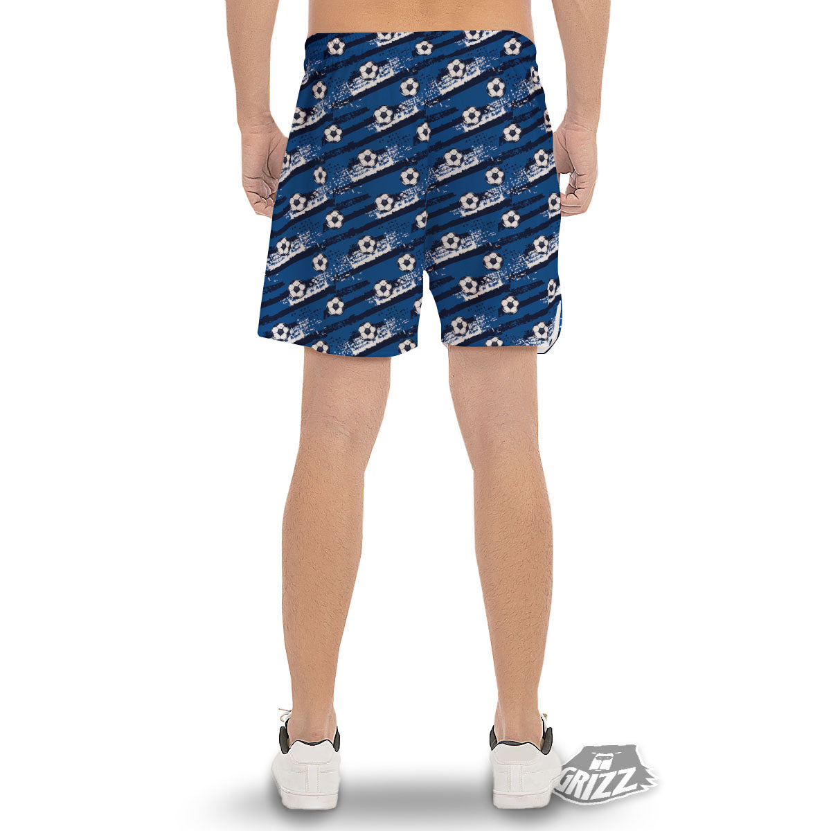 Soccer Ball Blue Print Pattern Men's Gym Shorts-grizzshop