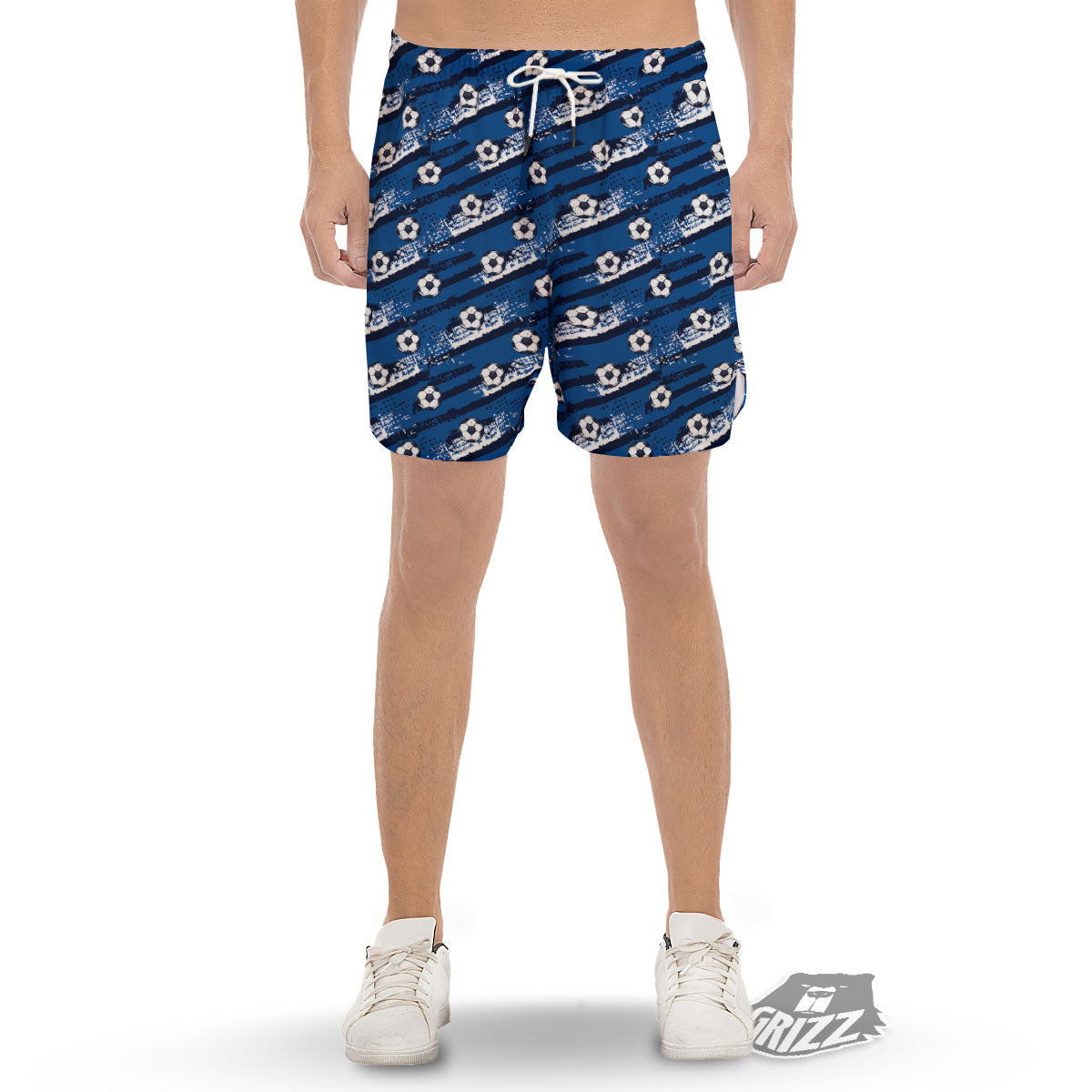 Soccer Ball Blue Print Pattern Men's Gym Shorts-grizzshop