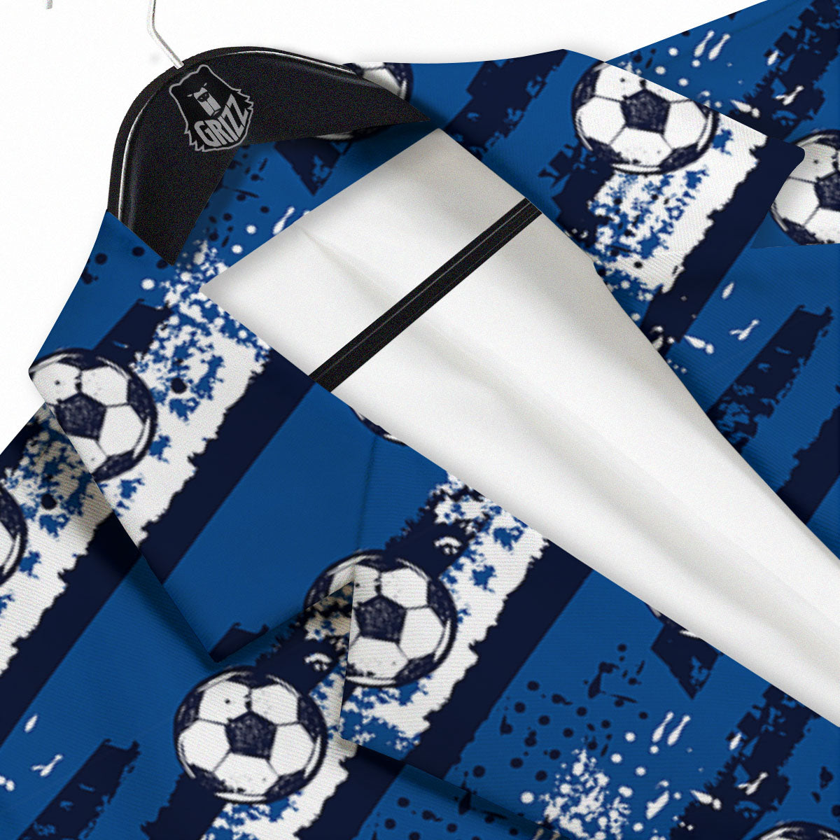 Soccer Ball Blue Print Pattern Men's Sport Coat-grizzshop