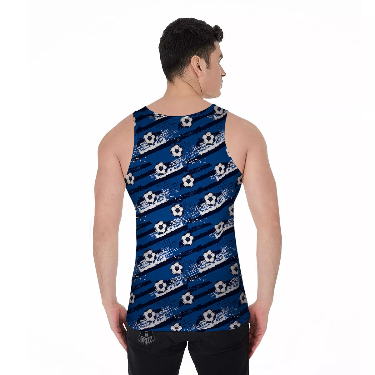 Soccer Ball Blue Print Pattern Men's Tank Top-grizzshop