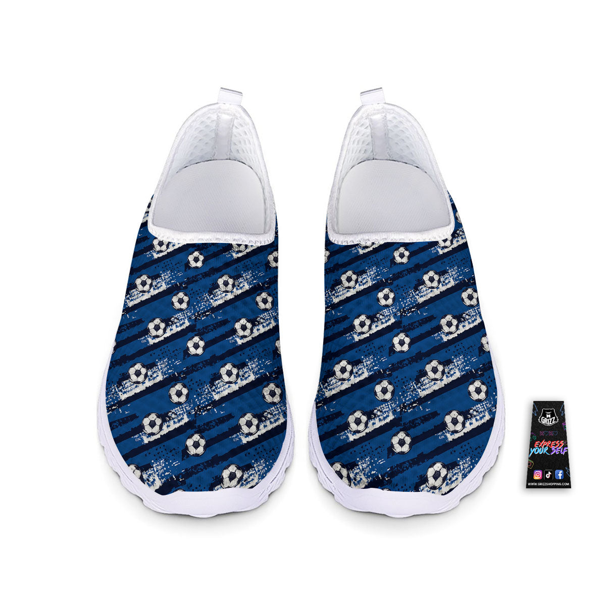 Soccer Ball Blue Print Pattern Nurse Shoes-grizzshop