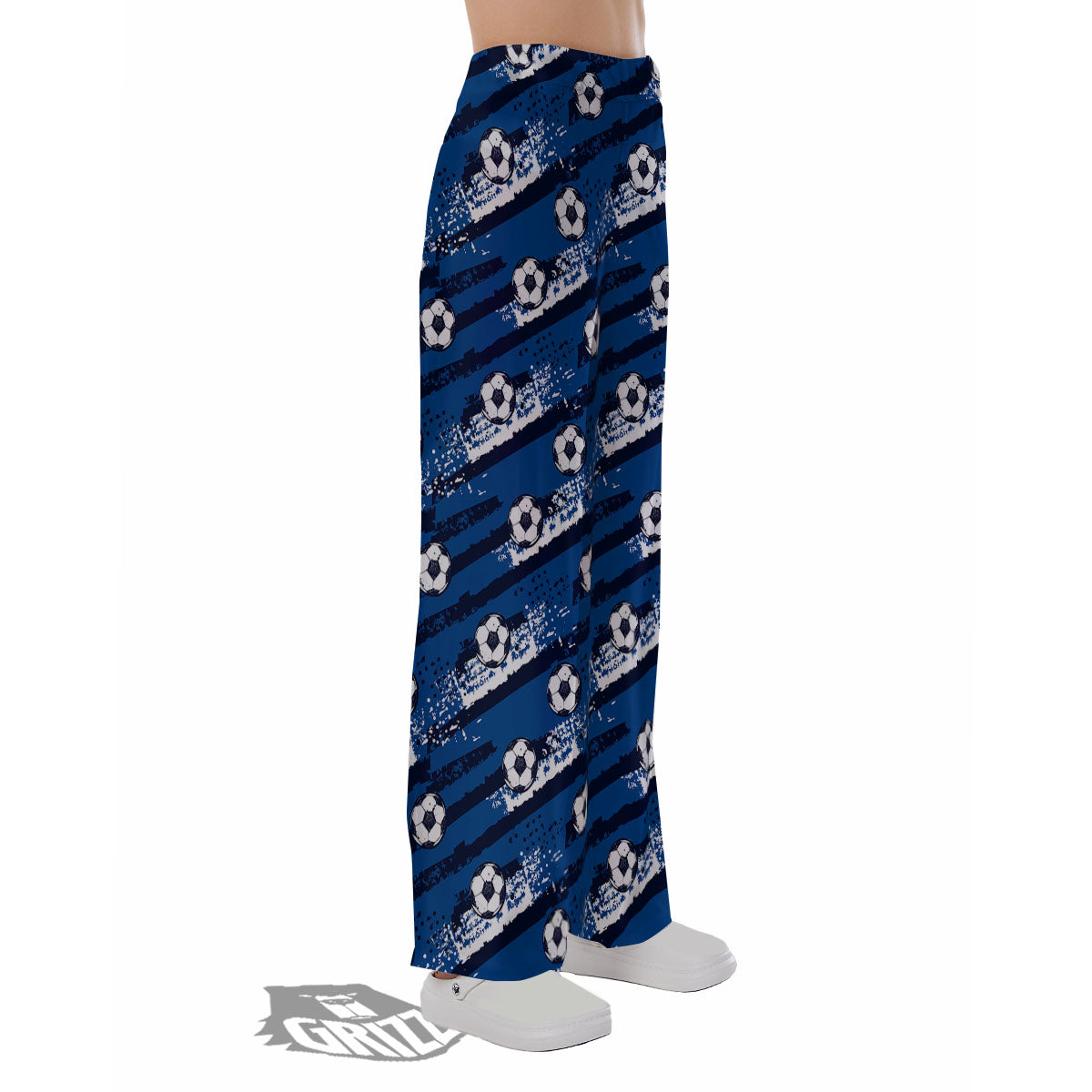Soccer Ball Blue Print Pattern Pajama Pants-grizzshop