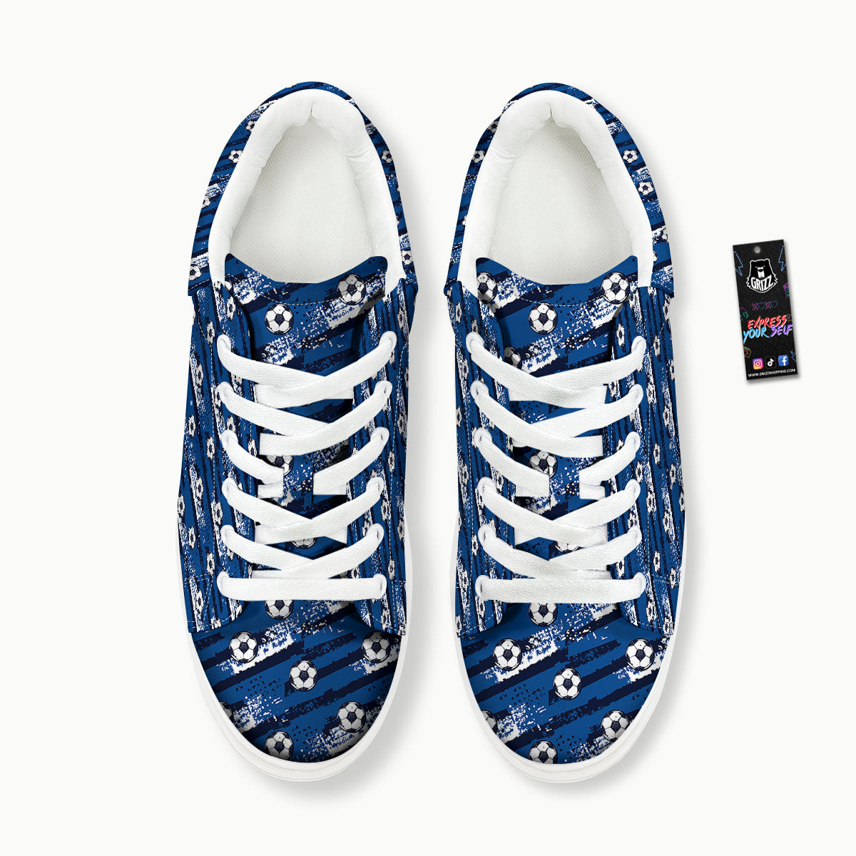 Soccer Ball Blue Print Pattern Platform Shoes-grizzshop