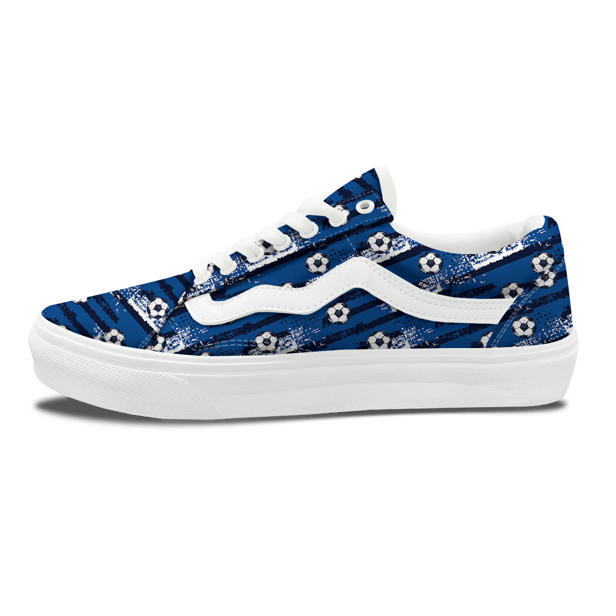Soccer Ball Blue Print Pattern Skate Shoes-grizzshop