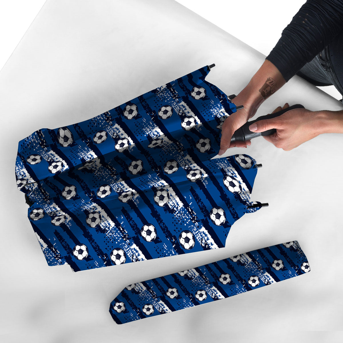 Soccer Ball Blue Print Pattern Umbrella-grizzshop