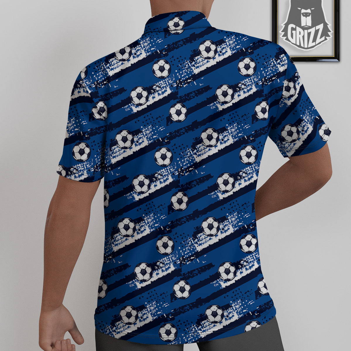Soccer Ball Blue Print Pattern Untucked Shirts-grizzshop
