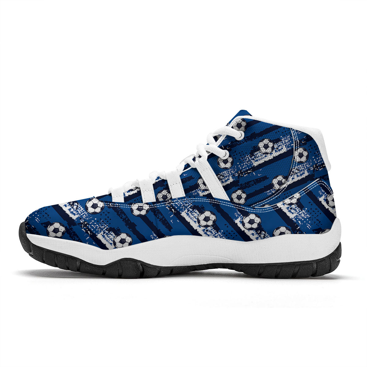 Soccer Ball Blue Print Pattern White Bball Shoes-grizzshop