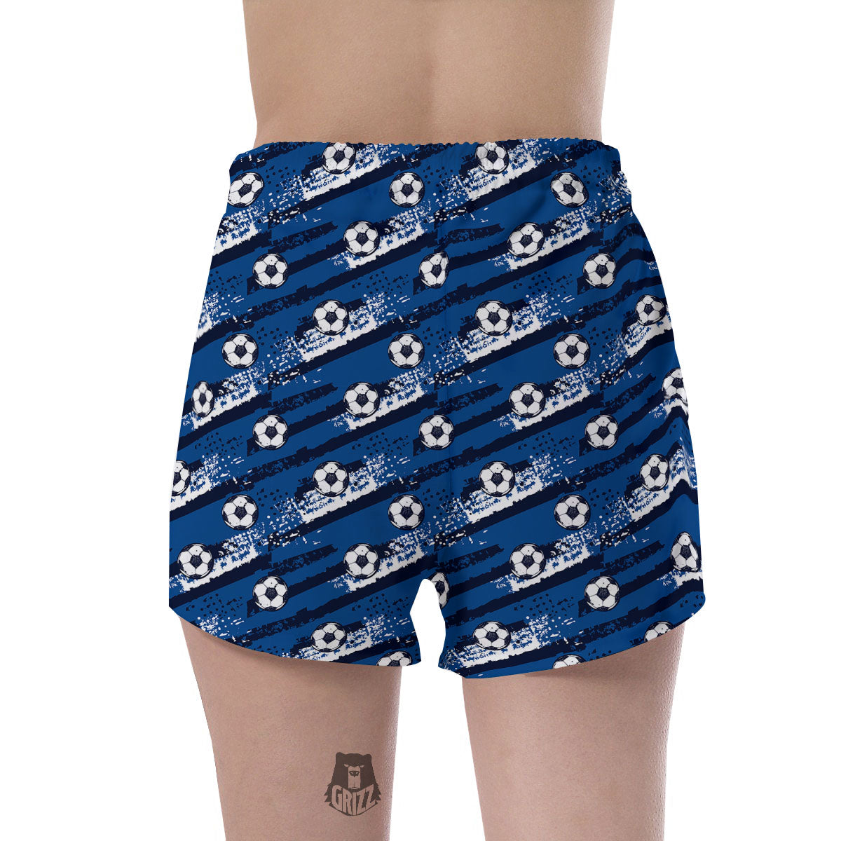 Soccer Ball Blue Print Pattern Women's Shorts-grizzshop