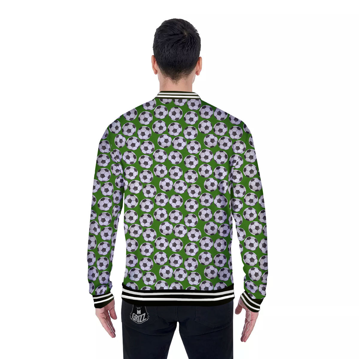 Soccer Ball Green Print Pattern Baseball Jacket-grizzshop