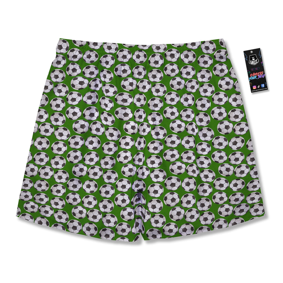 Soccer Ball Green Print Pattern Men's Running Shorts-grizzshop