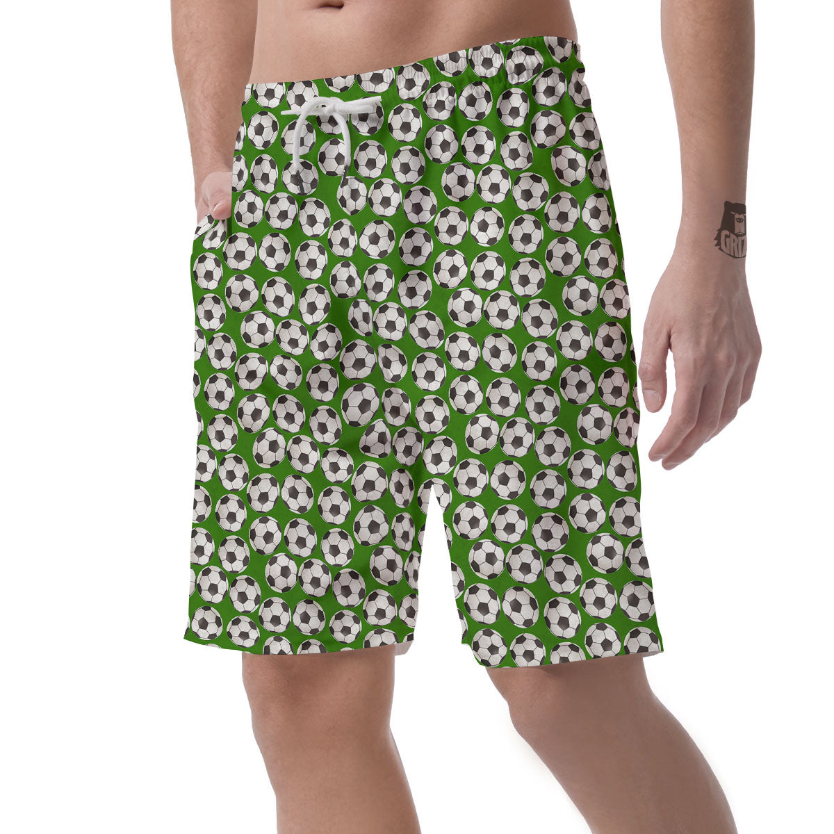 Soccer Ball Green Print Pattern Men's Shorts-grizzshop