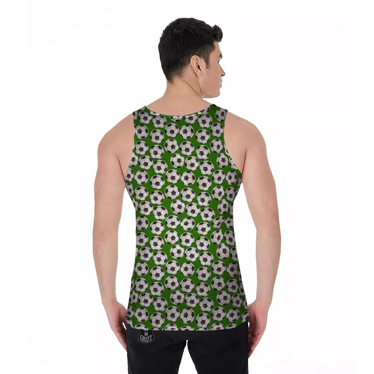 Soccer Ball Green Print Pattern Men's Tank Top-grizzshop
